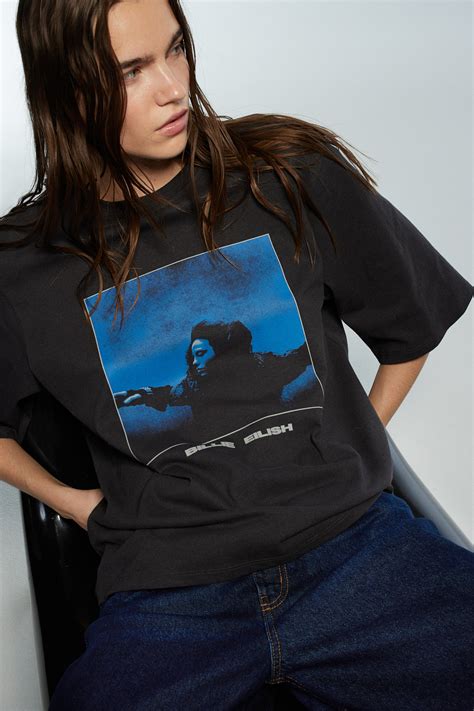 Oversized printed T-shirt - Black/Billie Eilish - Ladies | H&M IN