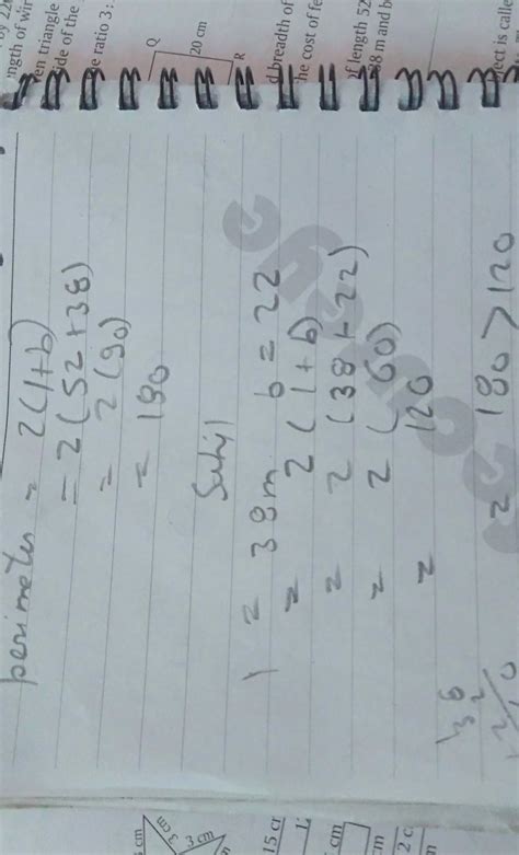Rahul takes 2 rounds of jogging in a rectangular park of length 52 m ...