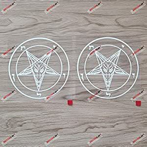 2X White 5'' Pentagram Baphomet Devil Satanic Goat Decal Vinyl Sticker ...