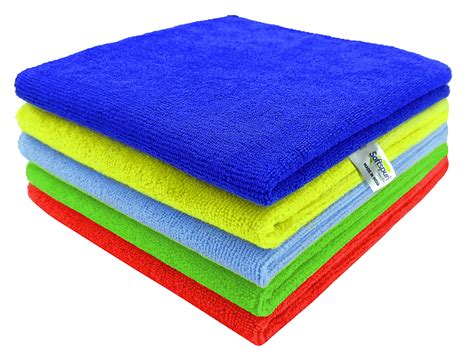 SOFTSPUN Microfiber Cloth - 5 pcs 40x40 cms 340 GSM Multicolor! Thick ...