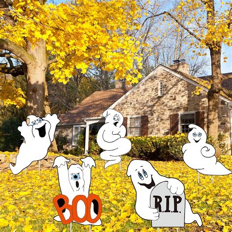 Buy Ghost Halloween Decorations - 5PCS Friendly Halloween Ghost Stake ...