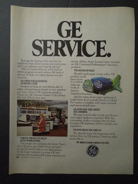 1983 GENERAL ELECTRIC GE SERVICE Magazine Ad - We Bring Good Things To Life. | eBay