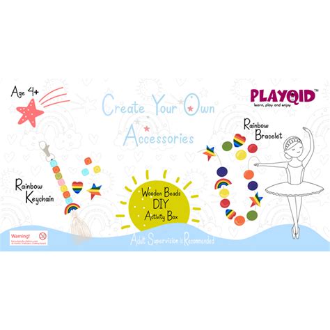 DIY Rainbow Charm Bracelets and Keychain Making Kit for Kids with Wood ...