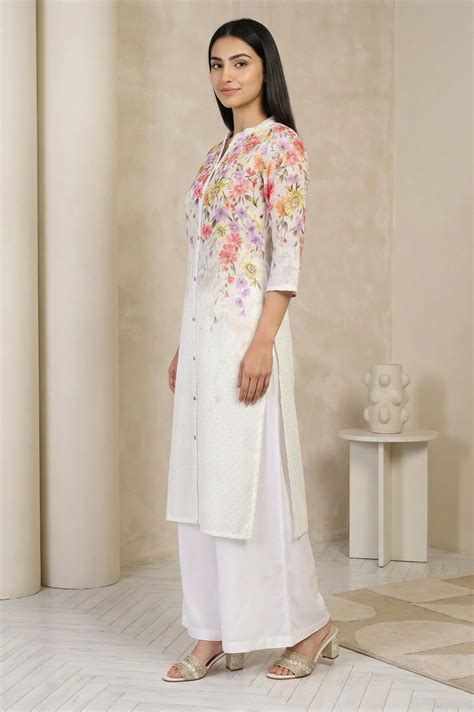 Buy Off-White Floral Printed Straight Kurta Online for Woman | Shop for ...