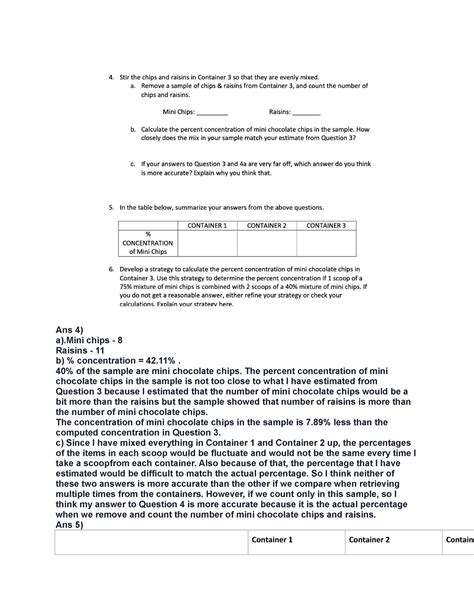 Mixing It Up M2Extra Credit - Ans 4) a).Mini chips - 8 Raisins - 11 b ...