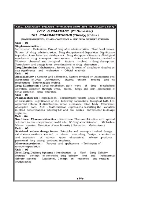 Anu 4th b - Ima notes pH - IV/IV B (7th Semester) 701 PHARMACEUTICS-III ...
