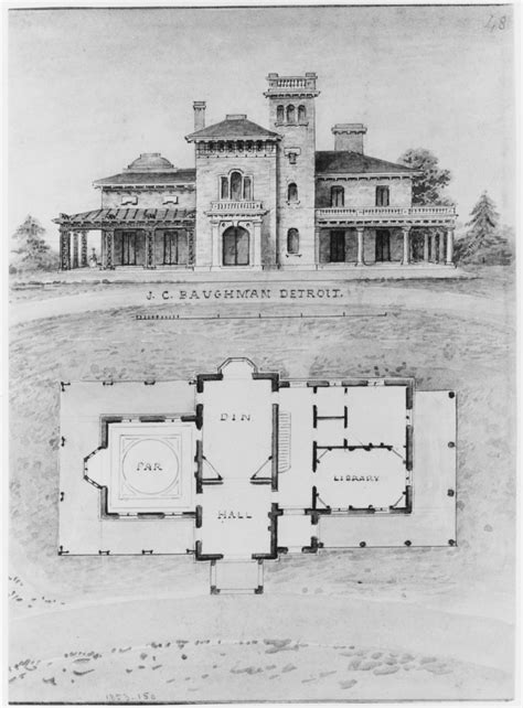 Alexander Jackson Davis | The J. C. Baughman (Scotten) House, Detroit ...