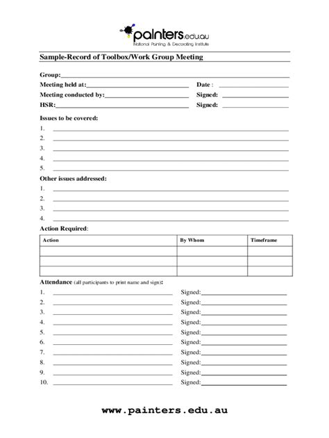 Fillable Online painters edu Toolbox Talk Templates: Free PDF ...