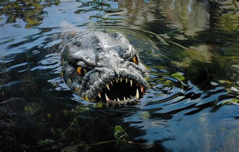 Wallpaper look, face, river, monster, fish, teeth, mouth, monster for ...