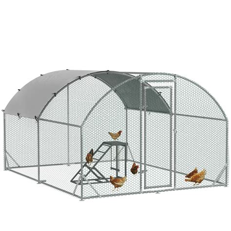 PawHut Walk In Chicken Run with Chicken Activity Shelf and Cover, 2.8 x ...