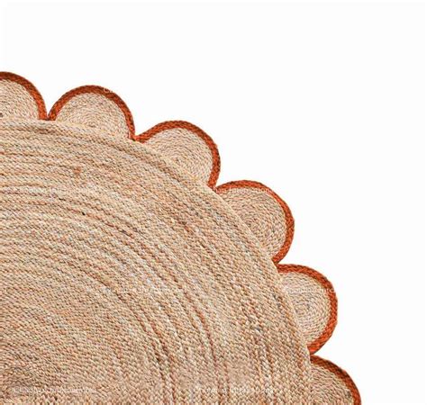 4x4, 5x5, 6x6,feet Natural Jute Scallop Round Rug, Floor Scalloped Edge ...