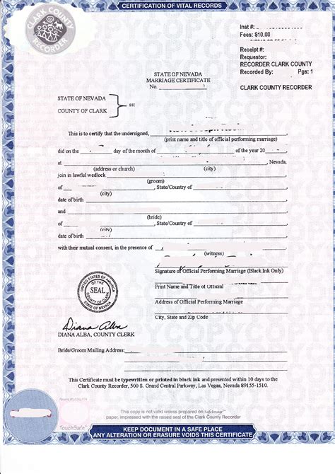 Nevada Wedding Records