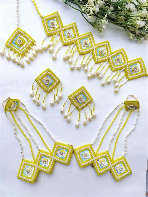 Buy Yellow Blossom Jewellery Set for Women | Handmade Beaded