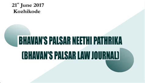 Call for Papers: Bhavan's Palsar Neethi Pathrika