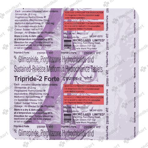 TRIPRIDE FORTE 2MG TABLET 15'S, Price, Composition & Generic ...