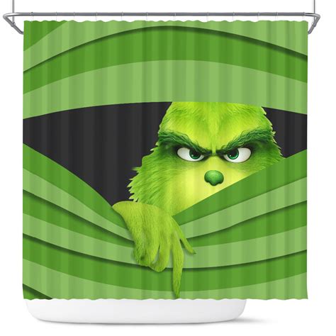 Grinch Funny Hide Christmas Shower Curtain - Nearkii