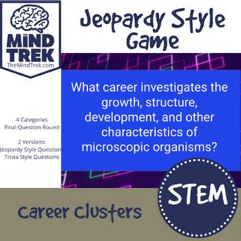 STEM Career Cluster Game - Jeopardy Style Quiz Show by The Mind Trek SEL