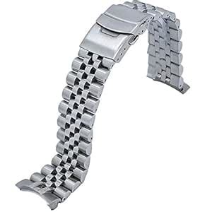 22MM Stainless Steel Jubilee Watch Band – 316L Solid Links- Curved End ...