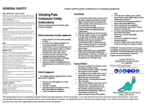 Vibrating Plate Compactor Safety Instructions | PDF | Risk