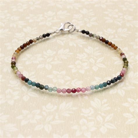 Enchanting Multi Tourmaline Gemstone Silver Lobster Clasp Bracelet ...