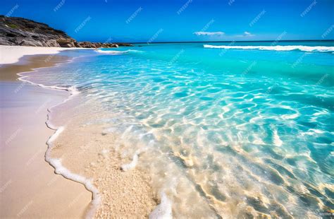 Premium Photo | A white sand beach with blue and clear water