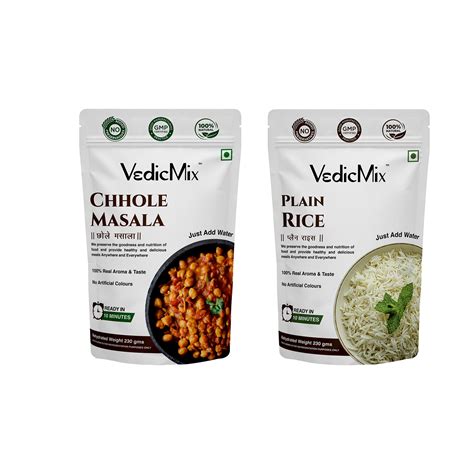 Instant Chhole Masala + Plain Rice | Healthy Vegan Ready Meal Combo ...