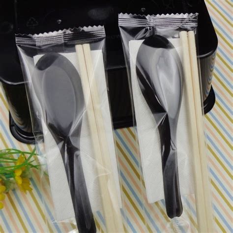 (50set)NEW PACKING CUTLERY SET BAMBOO CHOPSTICK+NAPKIN+SOUP SPOON ...