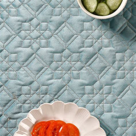 Quilted Aqua Blue Table Cover With Silver Threadwork Online - Premium ...