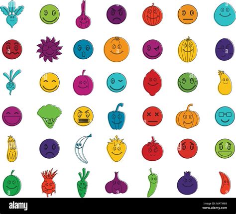 Emoji icon set, color outline style Stock Vector Image & Art - Alamy