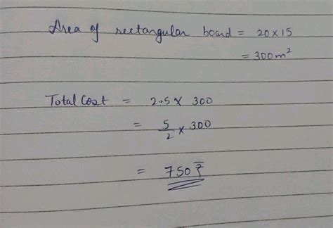 3. The base of a rectangular hall is 20m. long and 15m broad. Find the ...