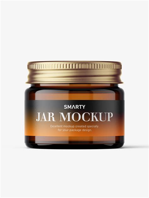 Cosmetic jar mockup with silver cap / 120ml / amber - Mockups Design