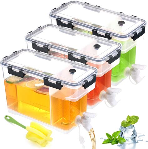Amazon.com | Rtteri 3 Pack Plastic Drink Dispenser for Fridge Beverage ...