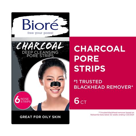 Buy Biore Charcoal Deep Cleansing Blackhead Remover Pore Strips, 6 ct ...