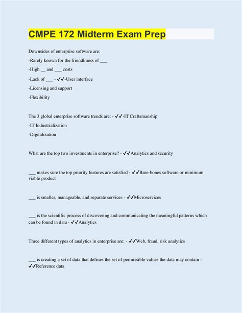 CMPE 172 Midterm Exam Prep | 200 Questions with 100% Correct Answers ...