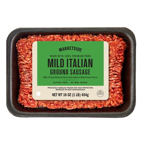 Marketside Mild Ground Italian Sausage, Pork, 1lb (Fresh) Ingredients ...