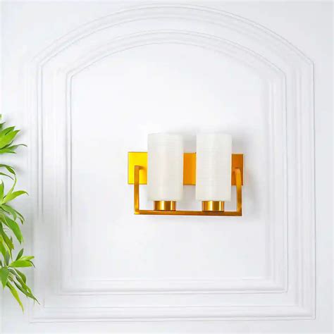 HARVEY Dual Light Wall Fitting In Brass Finish Metal With Frosted Glas ...