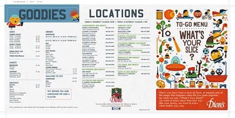 Dion's menu in Albuquerque, New Mexico, USA