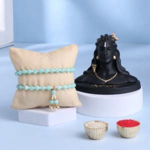 Floweraura Bhaiya Bhabhi Elegant Pearl Bhaiya Bhabhi Rakhi Set With ...