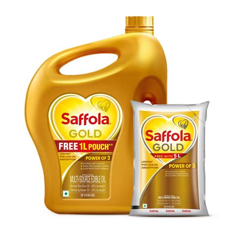 Saffola Gold Refined Cooking oil | Blended of Rice Bran & Sunflower oil ...