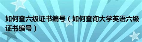 如何查六级证书编号（如何查询大学英语六级证书编号）_新讯网