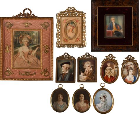 Lot - GROUP OF NINE PORTRAIT MINIATURES