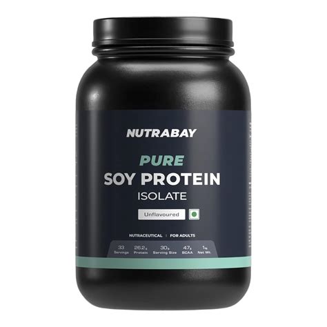 Nutrabay Pure Soy Protein Isolate Powder 26.2g Protein, 4.7g BCAA per ...