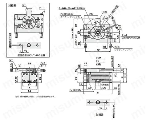ロータリテーブル ラックピニオンタイプ MSQシリーズ 外部アブソーバ付 サイズ：10～30・50 | SMC | MISUMI(ミスミ)