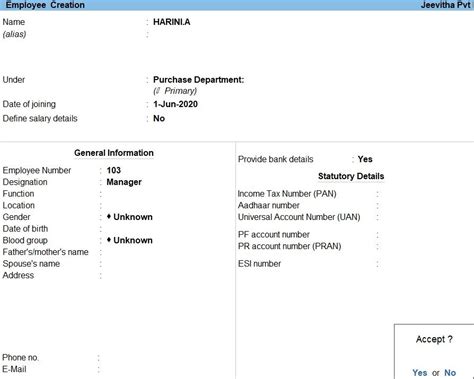 Example Payroll Tally Prime in Tamil