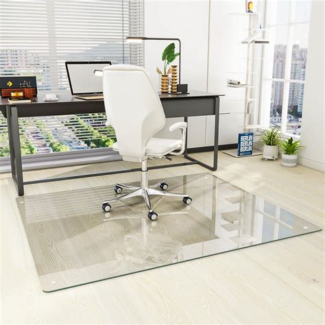 [Tempered Glass] 46" x 55" Glass Chair Mat, Heavy Duty Hard Floor Mat ...