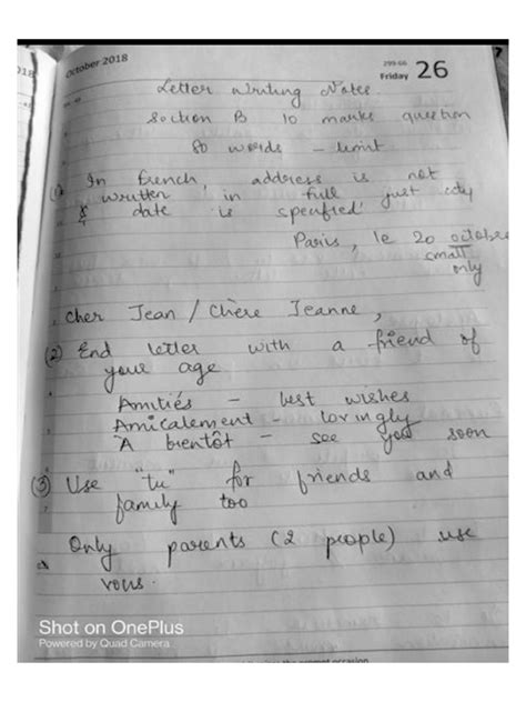 French Letter writing and invitation writing notes | PDF