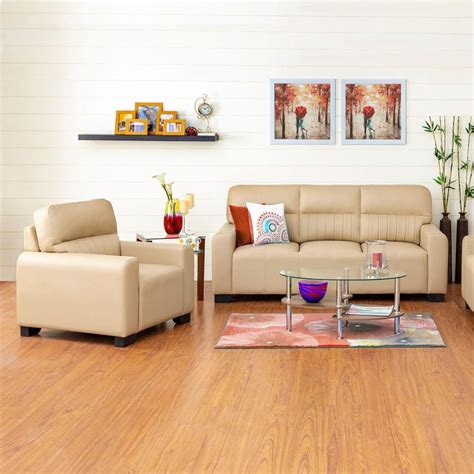Buy Albury Half Leather 3+1 Seater Sofa Set - Beige from Home Centre at ...
