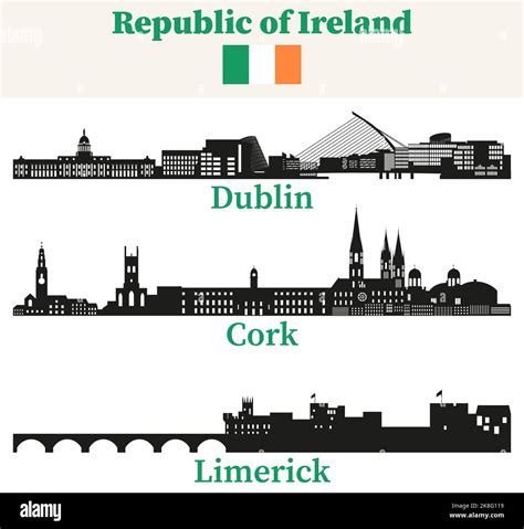 Republic of Ireland cities skylines silhouettes vector set Stock Vector Image & Art - Alamy