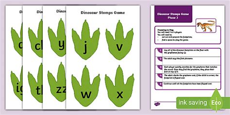 Phase 3 Phonics Dinosaur Stomps Game (teacher made) - Twinkl