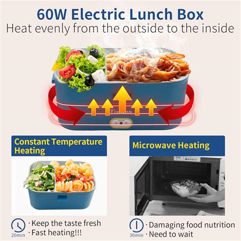 Buy Electric Heating Lunch Box, 60W Portable Food Warmer Mute Heating ...
